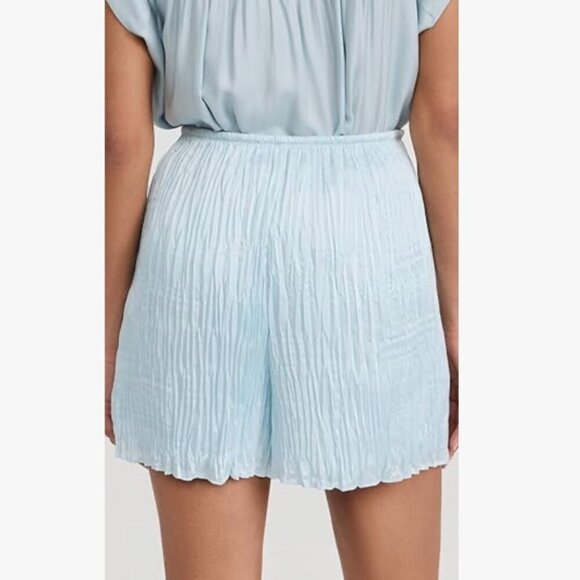 Vince Crushed Pleat Sky Light Blue Elastic Waist Comfy Shorts XL - Picture 3 of 13